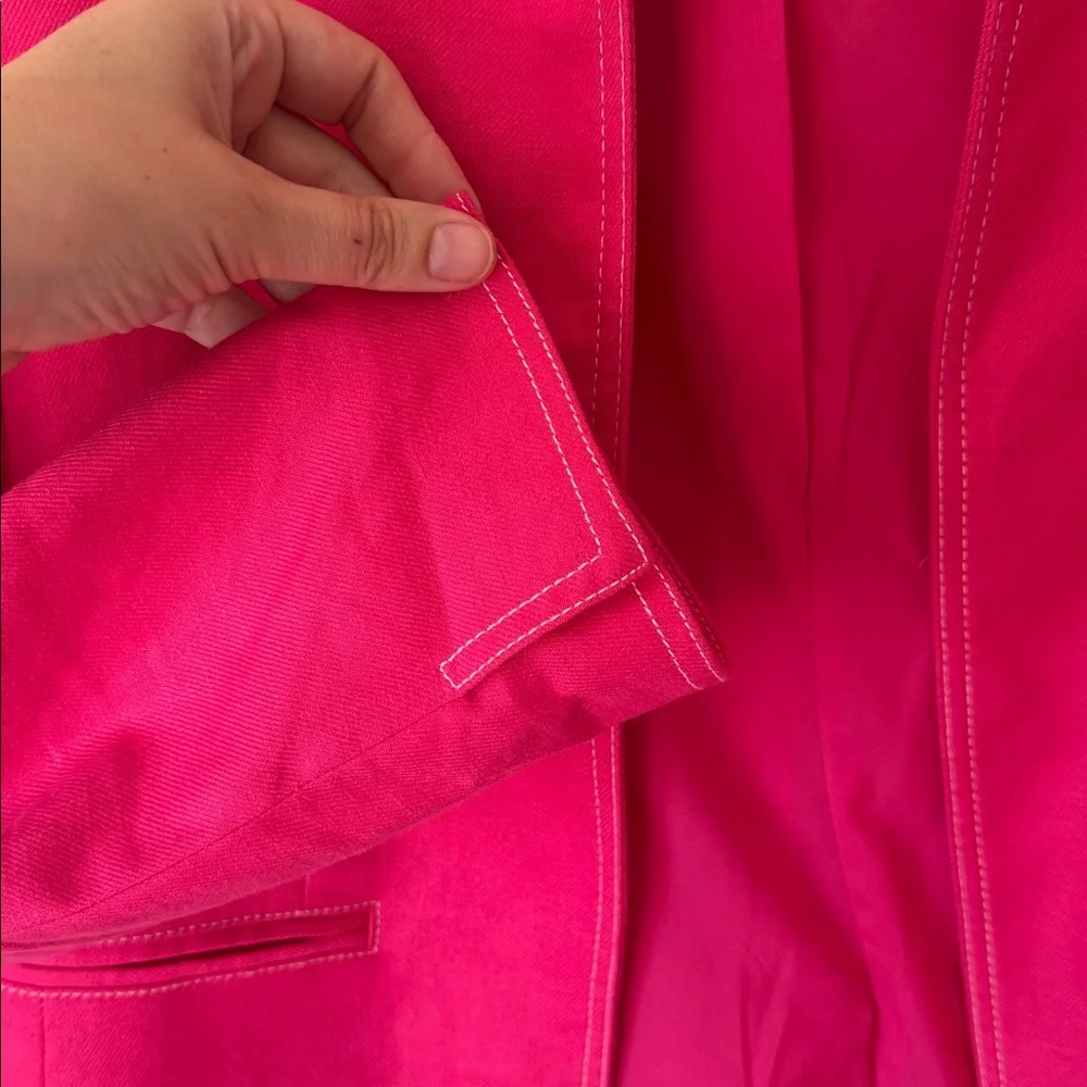 J. Crew Going-Out Blazer in Stretch Linen Fuschia Pink Size 12 - Picture 8 of 10